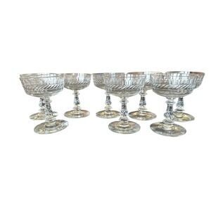 Set Of 8 Bryce Prince Consort Cut Stem Cut Champagne Tall Sherbet glasses EUC